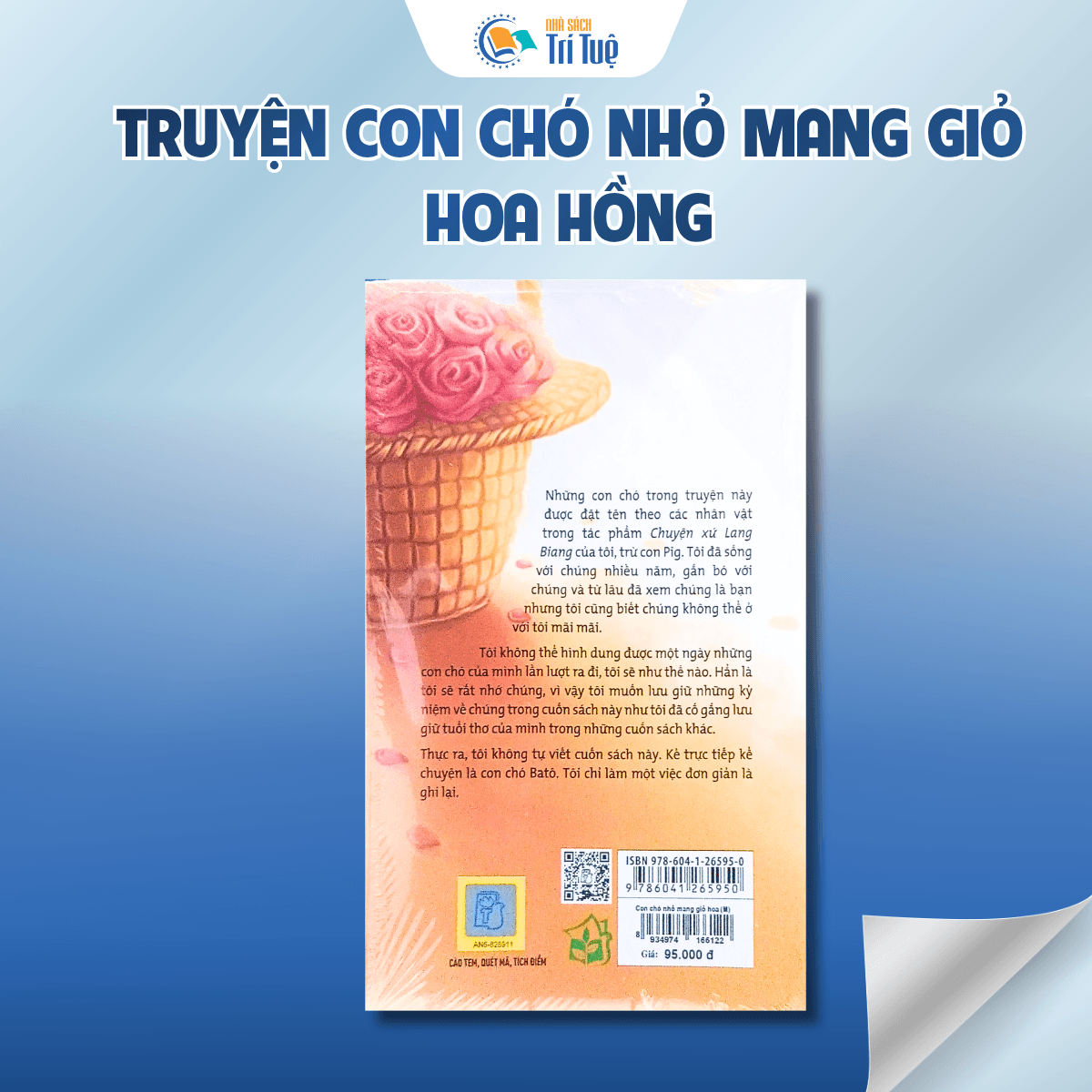 Con chó nhỏ mang giỏ hoa hồng