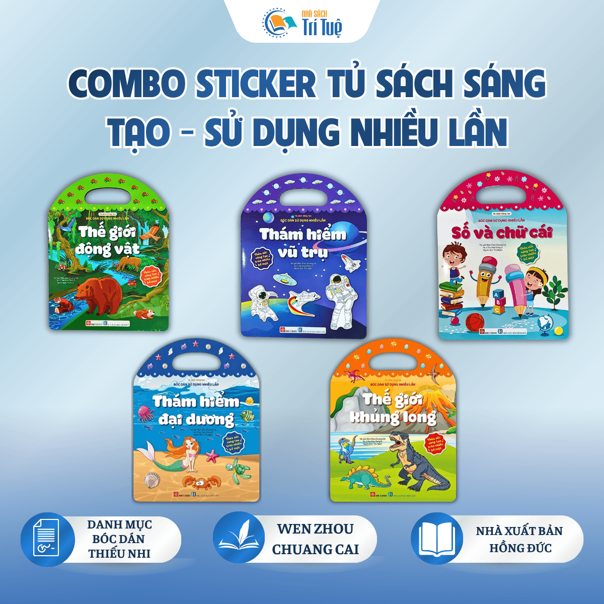 Combo sticker tủ sách sáng tạo - bóc dán sử dụng nhiều lần
( 5 cuốn )