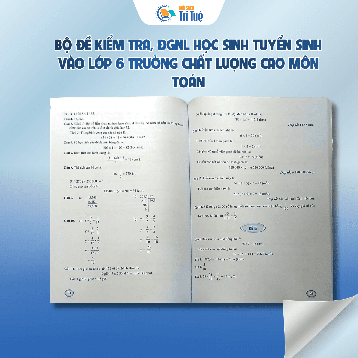 Môn Toán - Bộ đề kiểm tra, đánh giá năng lực học sinh tuyển sinh vào lớp 6 trường chất lượng cao