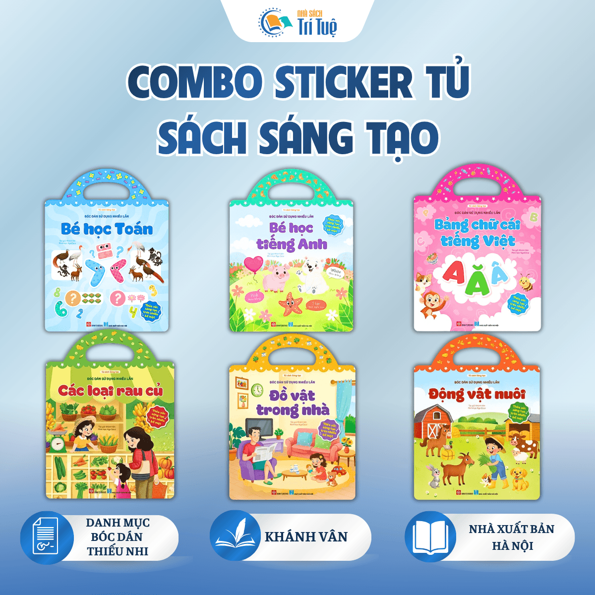 Combo sticker tủ sách sáng tạo( 5 cuốn )
