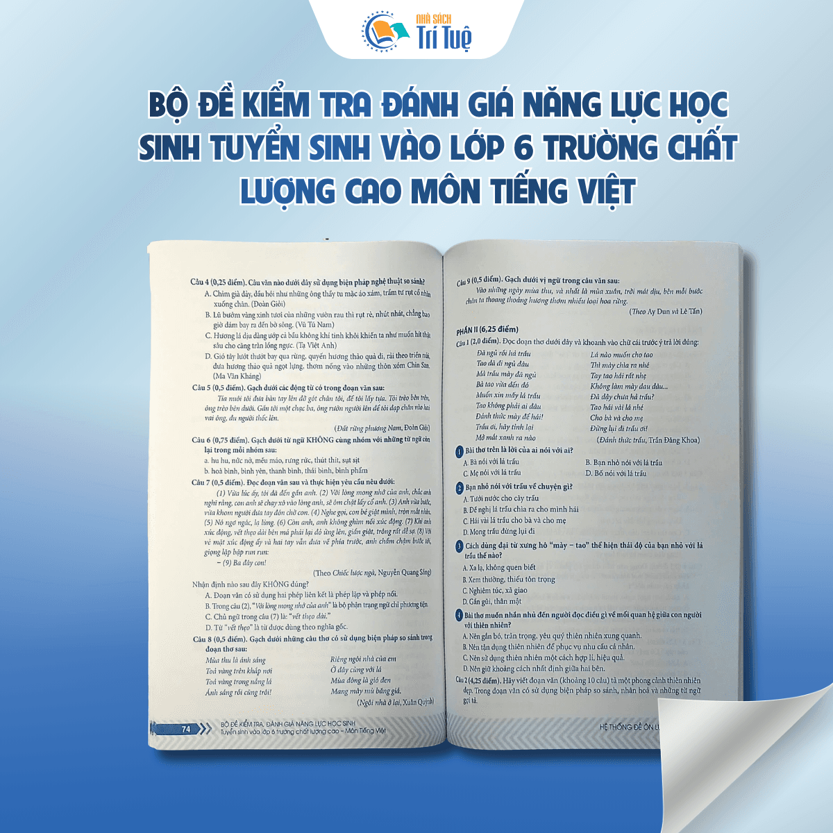Môn Tiếng Việt - Bộ đề kiểm tra, đánh giá năng lực học sinh tuyển sinh vào lớp 6 trường chất lượng cao